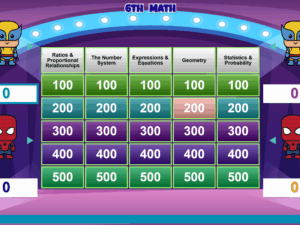 6th Grade Math Squares Game