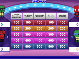 7th Grade Math Squares Game